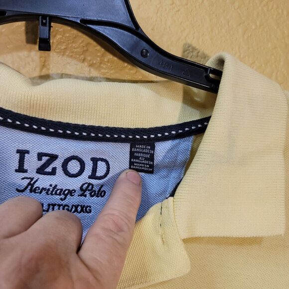 Men's IZOD Heritage Polo Shirt XXL Regular Fit 100% cotton Golf Shirt Yellow - Picture 3 of 12